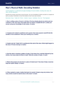 Free Music Notation Worksheet | Grade 3 | BookFlik