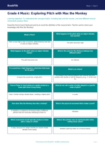 Free Pitch Flashcards | Grade 4 | Music | BookFlik