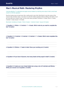 Free Rhythm Activity Sheet | Grade 4 | Music | BookFlik