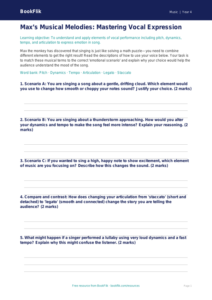 Free Singing Activity Sheet | Grade 3 | Music | BookFlik