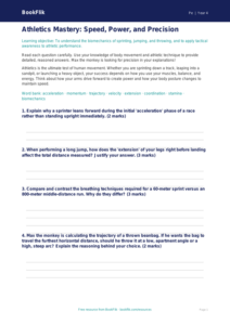 Free Athletics Worksheet | Grade 3 | Physical Education | BookFlik