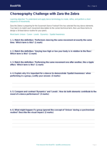 Free Dance Activity Sheet | Grade 3 | Physical Education | BookFlik
