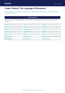 Free Dance Word Mat | Grade 3 | Physical Education | BookFlik