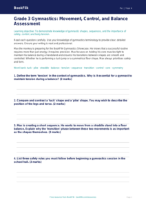 Free Gymnastics Assessment | Grade 3 | Physical Education | BookFlik