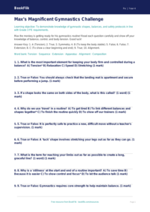 Free Gymnastics Quiz | Grade 3 | Physical Education | BookFlik