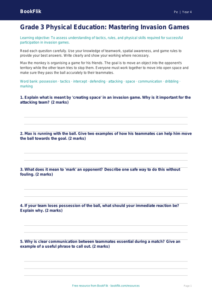 Free Invasion Games Assessment | Grade 3 | Physical Education | BookFlik