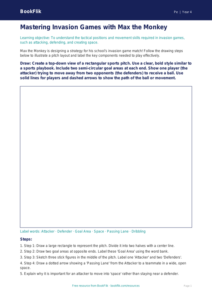 Physical Education invasion games drawing sheet grade 3 core