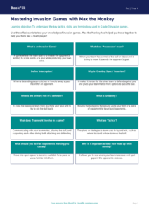 Physical Education invasion games flashcards grade 3 core