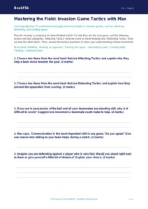 Free Invasion Games Activity Sheet | Grade 4 | Physical Education | BookFlik