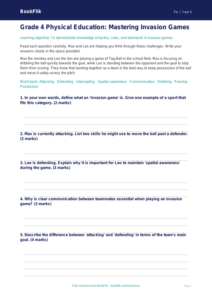Free Invasion Games Assessment | Grade 4 | Physical Education | BookFlik
