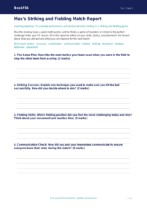Free Striking and Fielding Template | Grade 4 | Physical Education | BookFlik