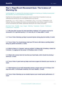 Free Warm Up Quiz | Grade 3 | Physical Education | BookFlik