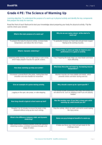 Free Warm Up Flashcards | Grade 4 | Physical Education | BookFlik