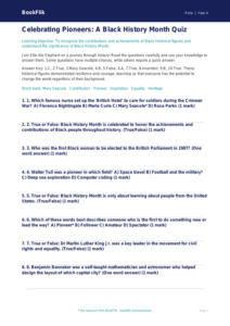 Free Black History Month Quiz | Grade 3 | Health & Wellness | BookFlik