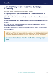 Free Diversity And Inclusion Poster | Grade 3 | Health & Wellness | BookFlik
