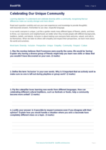 Free Diversity And Inclusion Worksheet | Grade 3 | Health & Wellness | BookFlik
