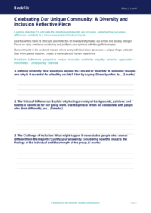 Free Diversity And Inclusion Writing Frame | Grade 3 | Health & Wellness | BookFlik