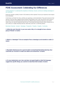 Free Diversity And Inclusion Assessment | Grade 4 | Health & Wellness | BookFlik