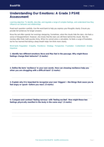 Free Feelings Assessment | Grade 3 | Health & Wellness | BookFlik