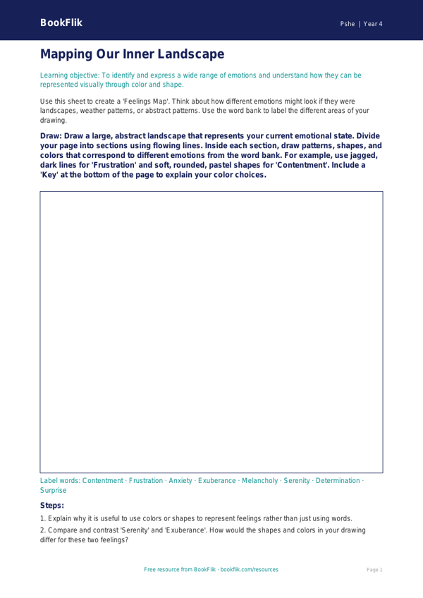 Free Feelings Drawing Sheet | Grade 3 | Health & Wellness | BookFlik worksheet preview — Pshe Feelings