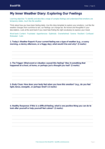 Free Feelings Template | Grade 4 | Health & Wellness | BookFlik
