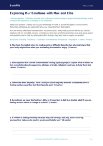 Free Feelings Worksheet | Grade 4 | Health & Wellness | BookFlik