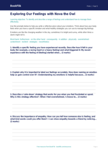 Free Feelings Writing Frame | Grade 4 | Health & Wellness | BookFlik