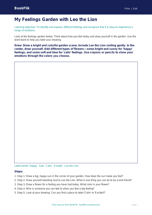 Free Feelings Drawing Sheet | Pre-K | Health & Wellness | BookFlik worksheet preview — Pshe Feelings