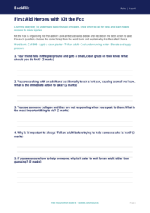 Free First Aid Activity Sheet | Grade 3 | Health & Wellness | BookFlik