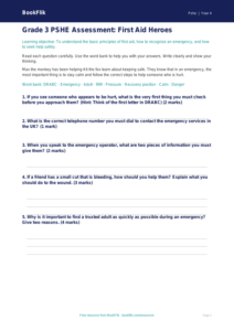 Health & Wellness first aid assessment grade 3 core