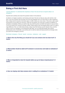 Free First Aid Comprehension | Grade 3 | Health & Wellness | BookFlik