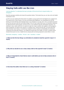 Free First Aid Comprehension | Grade 3 | Health & Wellness | BookFlik