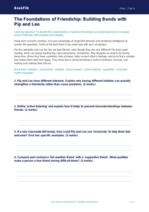 Free Friendship Worksheet | Grade 3 | Health & Wellness | BookFlik