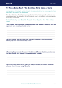 Free Friendship Template | Grade 4 | Health & Wellness | BookFlik