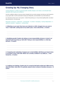 Free Growing Up Writing Frame | Grade 3 | Health & Wellness | BookFlik