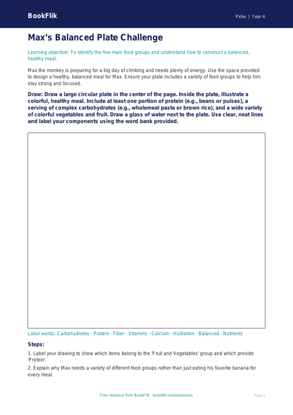 Free Healthy Eating Drawing Sheet | Grade 3 | Health & Wellness | BookFlik worksheet preview — Pshe Healthy Eating