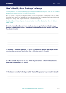Free Healthy Eating Activity Sheet | Grade 4 | Health & Wellness | BookFlik
