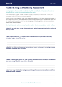 Free Healthy Eating Assessment | Grade 4 | Health & Wellness | BookFlik