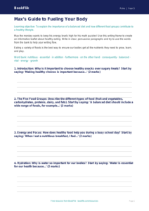 Free Healthy Eating Writing Frame | Grade 4 | Health & Wellness | BookFlik