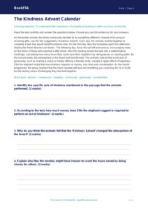 Free Kindness Advent Comprehension | Grade 3 | Health & Wellness | BookFlik