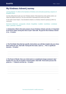 Free Kindness Advent Writing Frame | Grade 3 | Health & Wellness | BookFlik