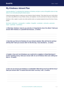 Free Kindness Advent Writing Frame | Grade 4 | Health & Wellness | BookFlik