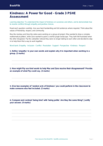 Free Kindness Assessment | Grade 3 | Health & Wellness | BookFlik