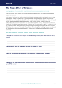 Free Kindness Comprehension | Grade 4 | Health & Wellness | BookFlik
