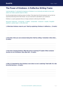 Free Kindness Writing Frame | Grade 4 | Health & Wellness | BookFlik