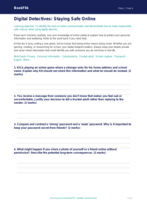 Free Online Safety Worksheet | Grade 3 | Health & Wellness | BookFlik