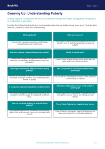 Free Puberty Flashcards for Grade 3 | Health & Wellness | BookFlik