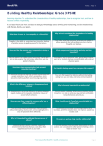Free Relationships Flashcards | Grade 3 | Health & Wellness | BookFlik