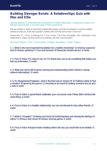 Free Relationships Quiz | Grade 4 | Health & Wellness | BookFlik