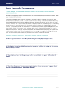 Free Resilience Comprehension | Grade 3 | Health & Wellness | BookFlik
